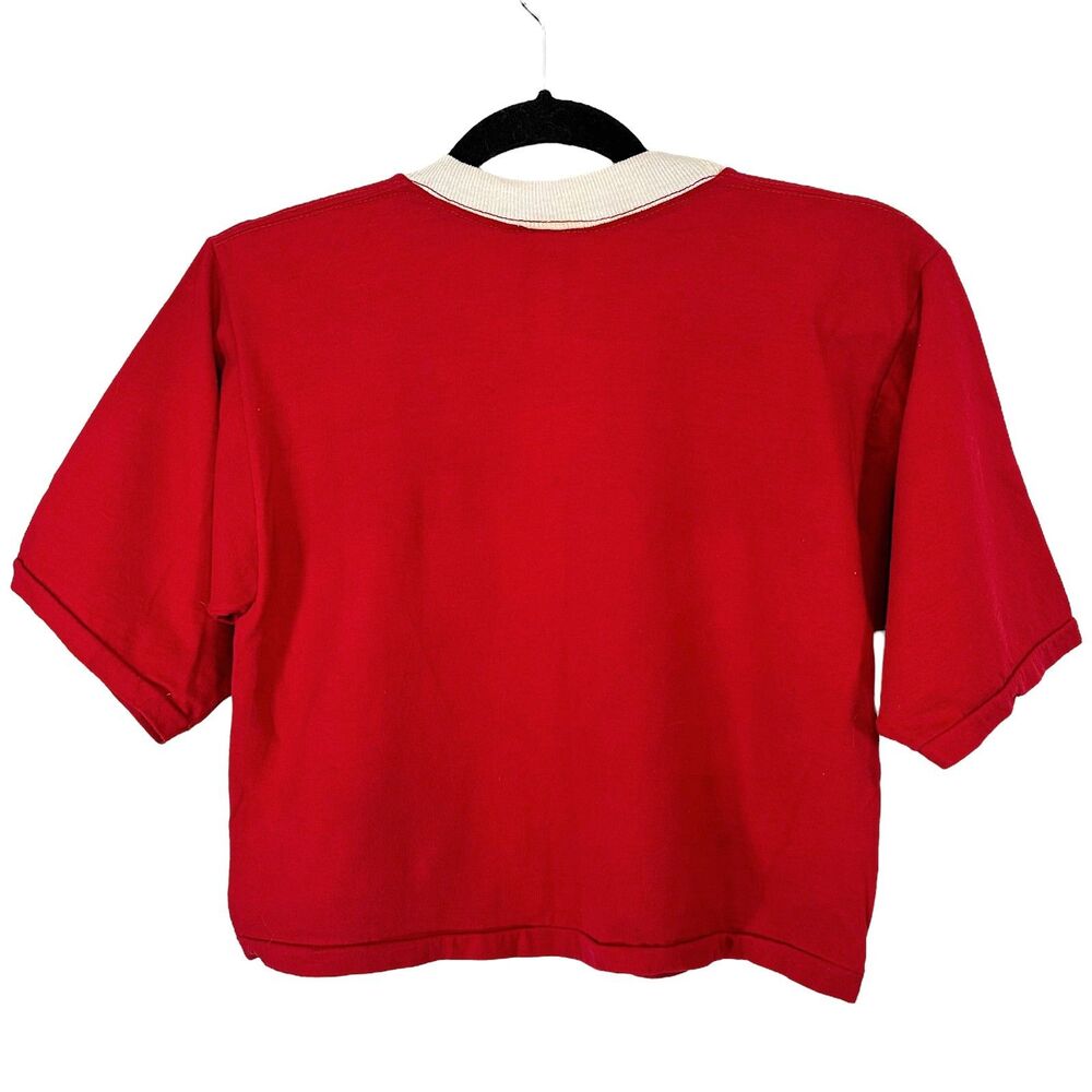 Vintage Russell Athletics Stanford Ringer Crop Top T-Shirt Medium - Picture 8 of 8